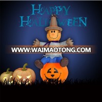 1.2m Inflatable Halloween scarecrow sitting on pumpkin with light